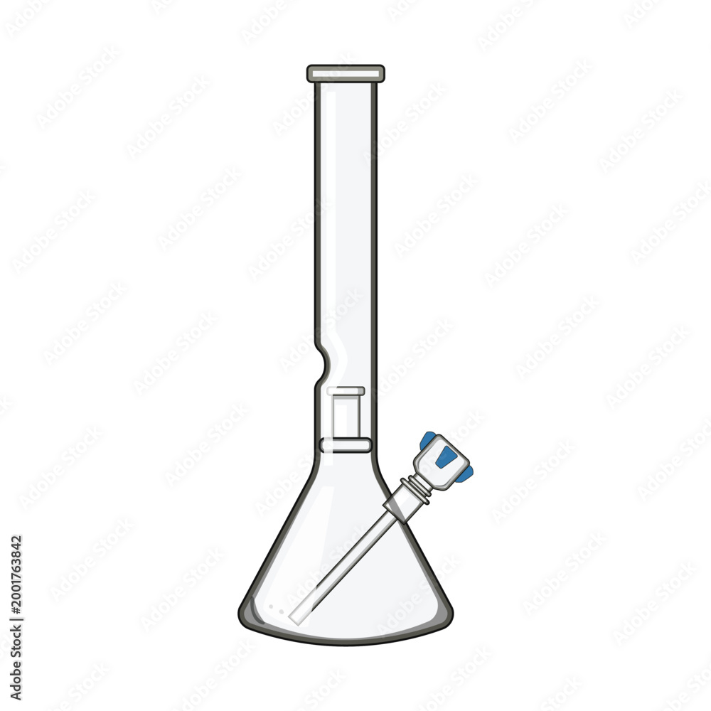 Naklejka premium Glass water pipe illustrating the equipment used for consuming herbal substances, commonly associated with relaxation, recreation, and alternative medicine practices