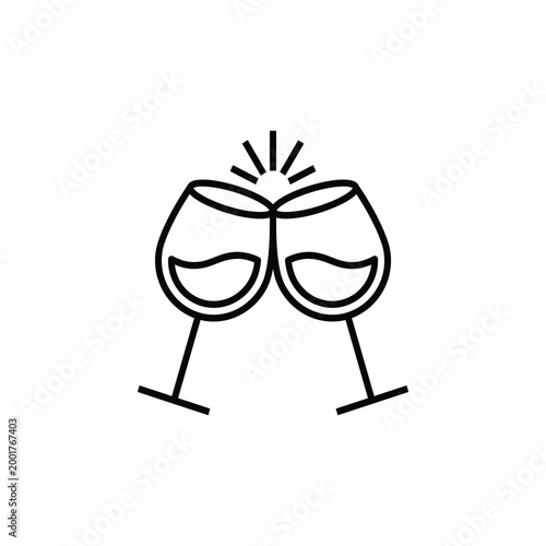 Cheers to celebration a minimalist icon of two wine glasses clinking together