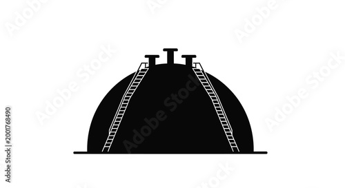 spherical tank silhouette with ladders and pipes on white background high quality professional detailed modern elegant stylish clean crisp vibrant