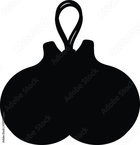 Black silhouette of a pear with loop minimalist fruit illustration