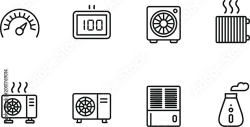 HVAC Systems and Home Climate Control Appliance Vector Collection
