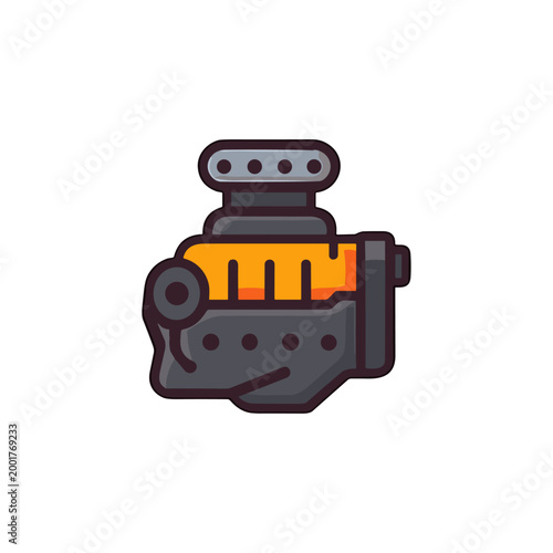 Supercharged V-Engine icon logo flat vector design