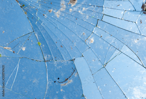 Bilde på lerret Broken mirror, shattered texture of broken mirror, glass, dangerous debris, Acci