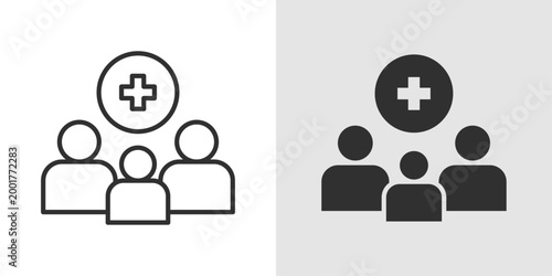 Family Health Icon representing the well being, care, and health support of all family members across different age groups.