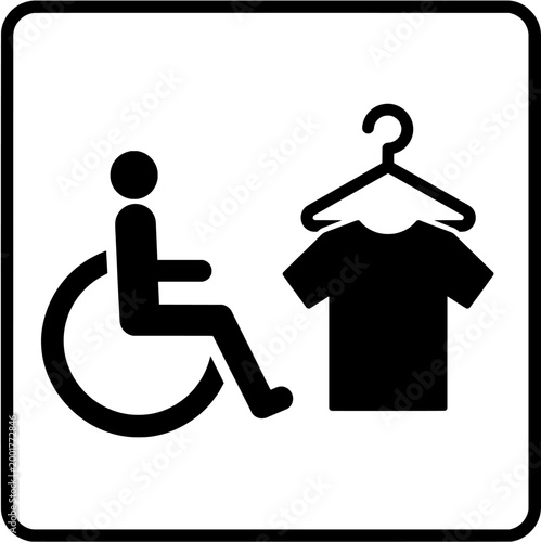 Wheelchair Changing Room Accessibility Icon Minimal Vector Clothing Facility Sign