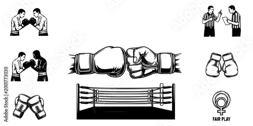 Boxers Touching Gloves Sportsmanship Silhouette Vector