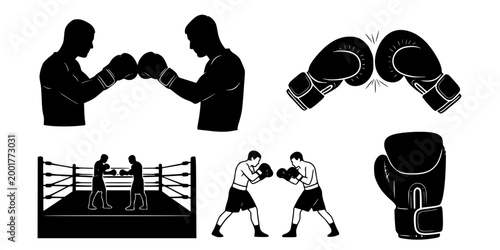 Boxers Touching Gloves Sportsmanship Silhouette Vector