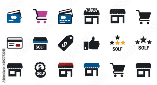 Collection of retail and shopping icons for e-commerce.