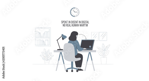 Remote worker, freelancer, or entrepreneur at desk with laptop, modern office setup, workspace vector