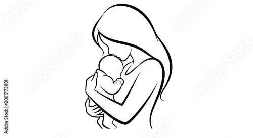 mother holding baby in silhouette style high quality professional detailed modern