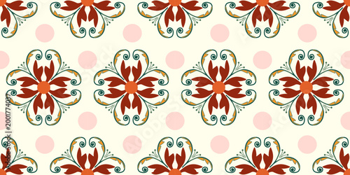 Seamless floral pattern with blooming flowers and decorative leaves in a soft vintage style for elegant wallpaper and textile design