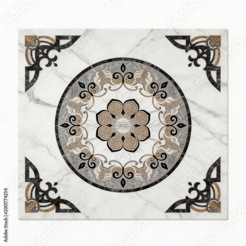 Decorative marble tile with ornate design