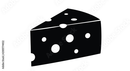 slice of cheese silhouette with holes on white background high quality professional detailed modern elegant stylish clean crisp vibrant colorful