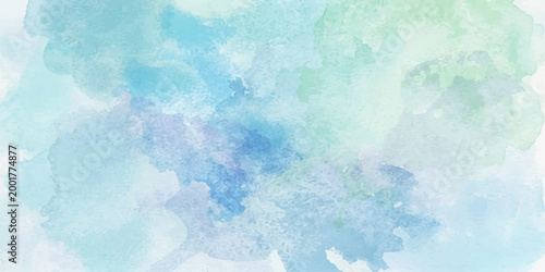 Obraz na płótnie Elegant watercolor strokes, reminiscent of a serene sky, blend soft hues of blue and green, creating an abstract, artistic, and calming image