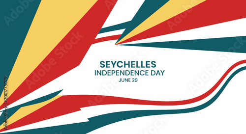 Seychelles Independence Day Banner with National Colors and Abstract Design