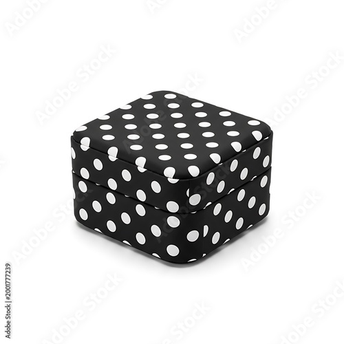 Black and white polka dot jewelry box isolated on white background
