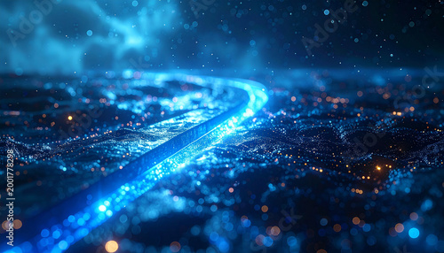 Electric Veins of the City: An artistic view of a futuristic cityscape, where glowing, electric pathways weave their way through a sea of lights.