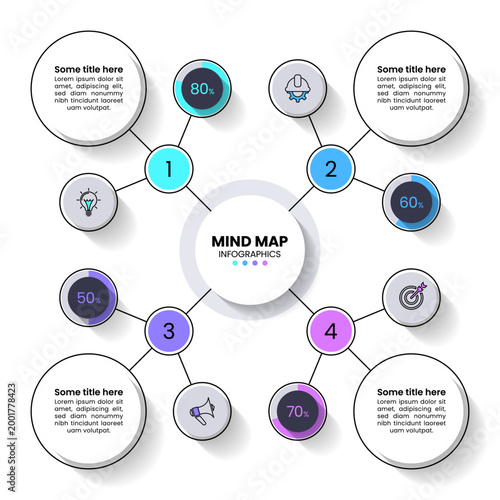 Infographic template. Mind map with 4 options