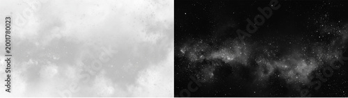 Tableau sur toile Realistic white cosmic dust set, atmospheric sparkling galaxy stars or powder pa