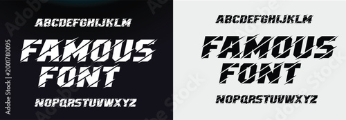 Racing sport font, automotive type for modern dynamic logo, headline, auto car branding and merchandise, typography and packaging. Wide bold italic letters, vector typographic design