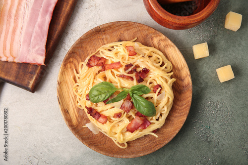 Plate with tasty pasta carb...