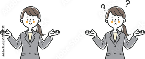 比較　選択　女性会社員　上半身　ベクター