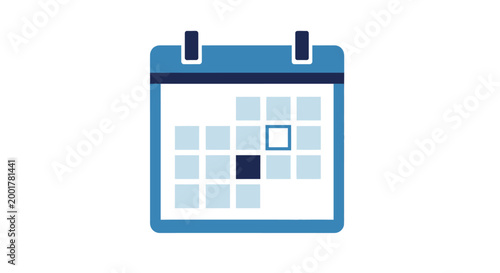 Minimalist blue calendar icon with highlighted date.