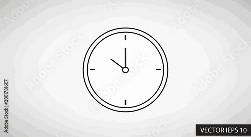 Minimalist outline clock icon showing ten o clock time.