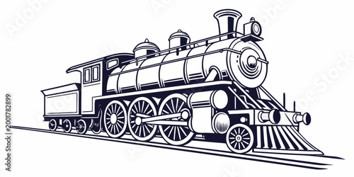 Schilderij op canvas Classic steam locomotive silhouette graphic illustration with steam engine locom