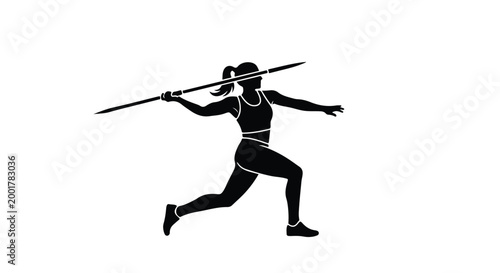 Silhouette of a martial artist performing a dynamic spear attack in a martial arts stance on a white background