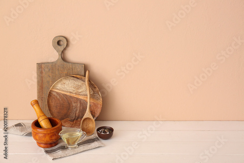 Kitchen utensils and gravy ...