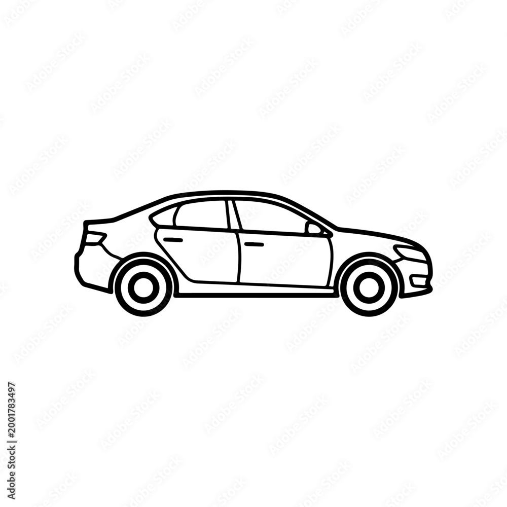 Fototapeta premium Simple sedan car outline drawing