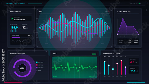 Modern vector mockup of mobile finance app screens with loan account, secure vault, payment plan, interest rate cards and transaction dashboard