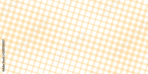Yellow gingham or vichy pattern. Autumn or Thanksgiving day textile print for tabletop, picnic blanket, basket napkin, shirt or handkerchief. Cotton, linen or flannel design. Vector illustration Eps10