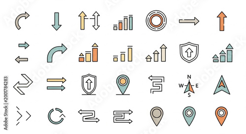 Collection of Various Arrows and Directional Symbols.