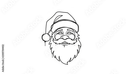 Continuous line Santa Claus graffiti vector in black spray paint for street art and Christmas designs