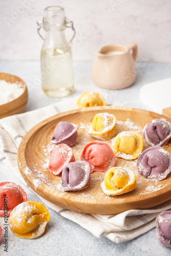 Wooden plate with colorful ...