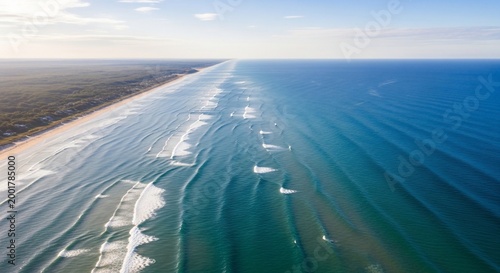 Aerial view ocean coastline