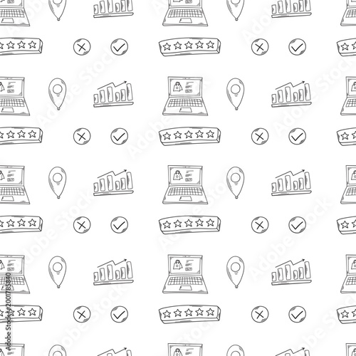 shopping pattern. online shopping seamless pattern. doodle digital shopping seamless pattern background