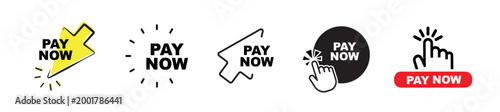 pay now sign on white background