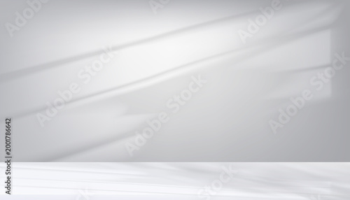 Window light shadow on white wall with soft sunlight lines over clean surface,Vector 3d minimal abstract background for product display,Modern interior mockup with natural lighting and copy space