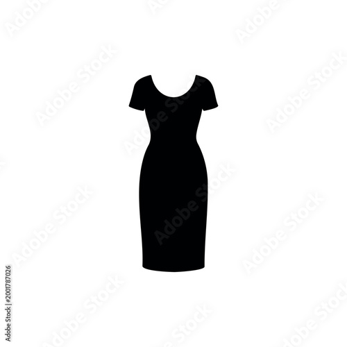 Midi dress silhouette icon vector illustration.
