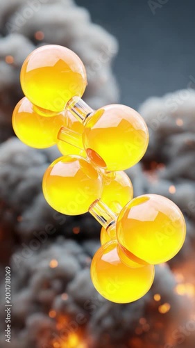 Molecular Bonds: Captivating abstract portrayal of molecular structure, with a vivid cluster of interconnected spheres in a dynamic setting.