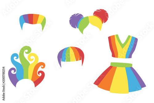 Rainbow fun wigs and costumes