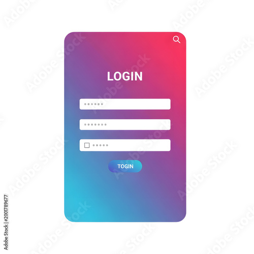 Smartphone login screen with gradient.