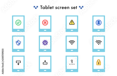 タブレットの画面のイラストセット