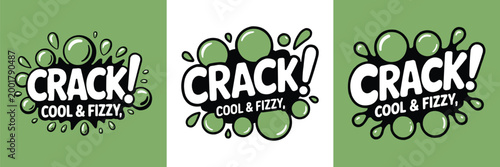 Photos Colorful vector logo design featuring the word crack with stylized green fizz bu