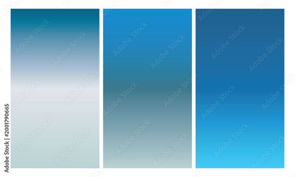 Obraz premium Set of Three Vertical Gradient Background Banners with Cool Azure, Slate Gray, and Deep Ocean Blue Color Blends