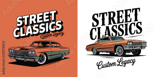 Cuadro en lienzo Street classics custom legacy design with a vintage american car illustration