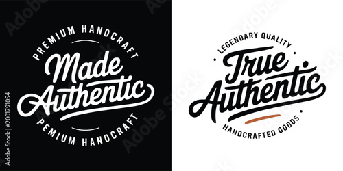 Vintage inspired graphic designs stating premium authentic handcrafted quality goods